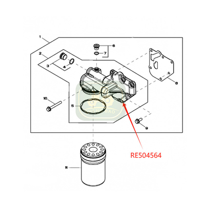 Sistema motore RE504564 R502505 Testa del filtro dell'olio per trattori