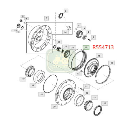 Sistema di azionamento 70T R554713 R229687 Ingranaggio per trattore JD