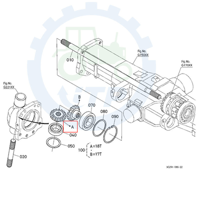 I pezzi di ricambio del trattore di Kubota fronteggiano 4WD Axle Bevel Gear Set 18T